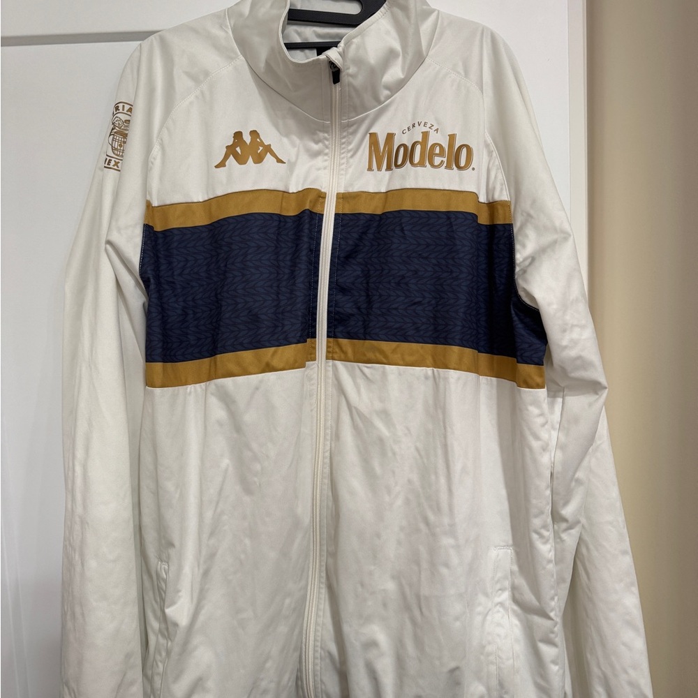 Kappa Men's Modelo White and Gold Windbreaker Soccer Futbol